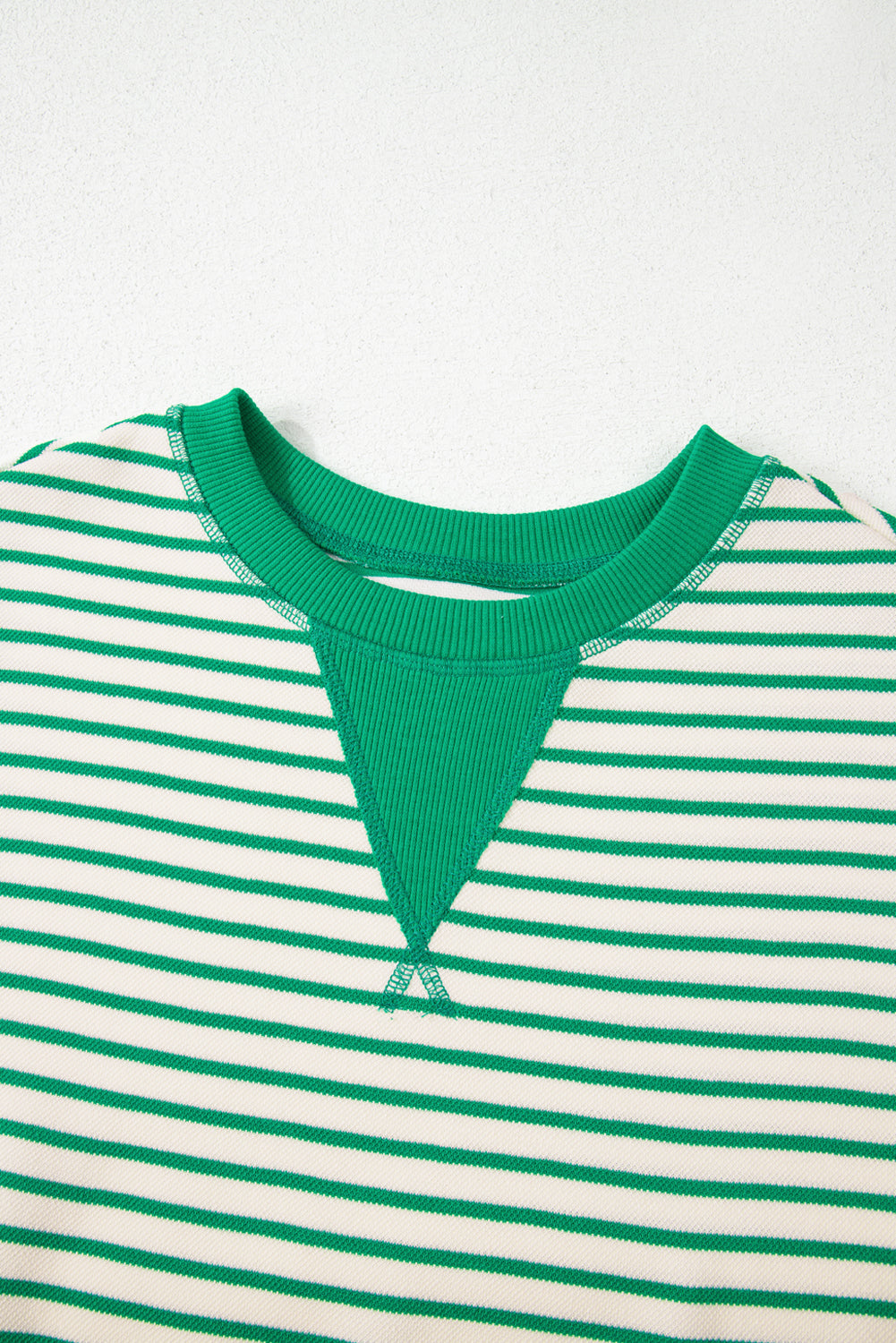 Short Sleeve Green Stripped Ruffle Sleeve